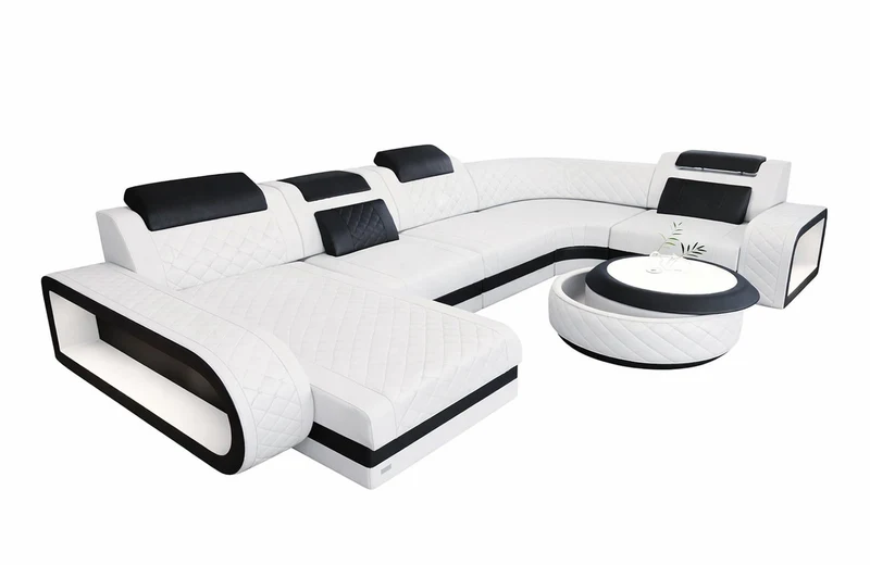 Wohnlandschaft Berlin U-Form aus Leder