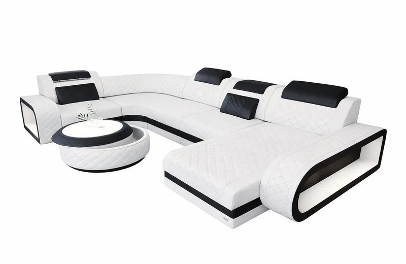 Wohnlandschaft Berlin U-Form aus Leder