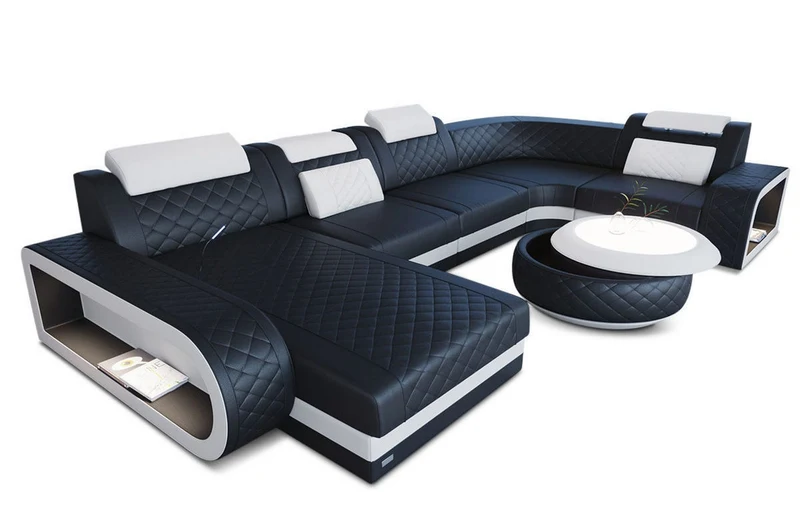Wohnlandschaft Berlin U-Form aus Leder