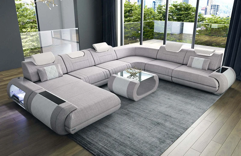 XXL Stoff Wohnlandschaft Rimini U-Form