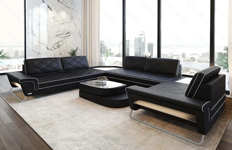 Leder Couch Sepino U-Form