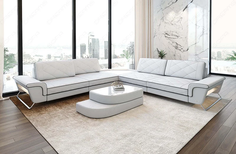 Couch Sepino L-Form in Leder