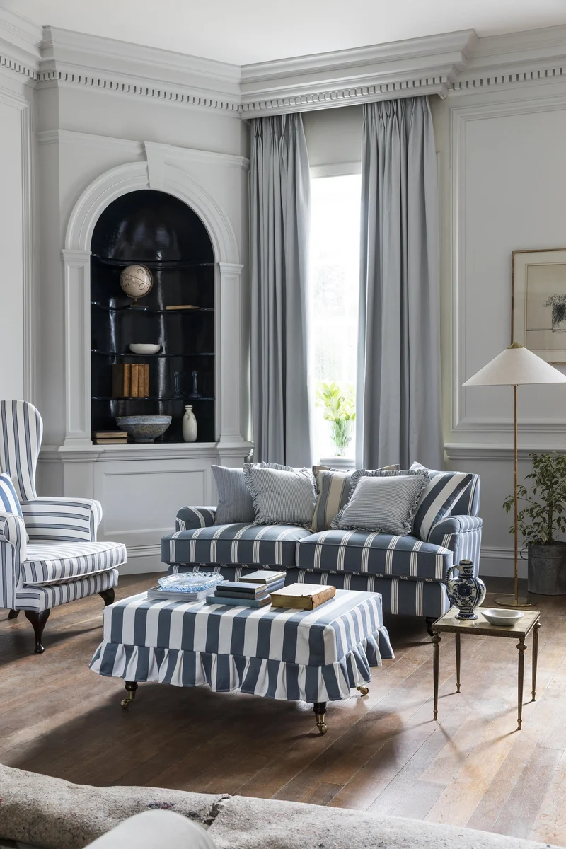 Cotton Stripes - denim & white