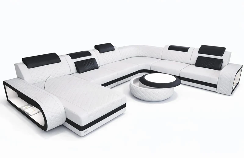 XXL Wohnlandschaft Berlin U-Form in Leder