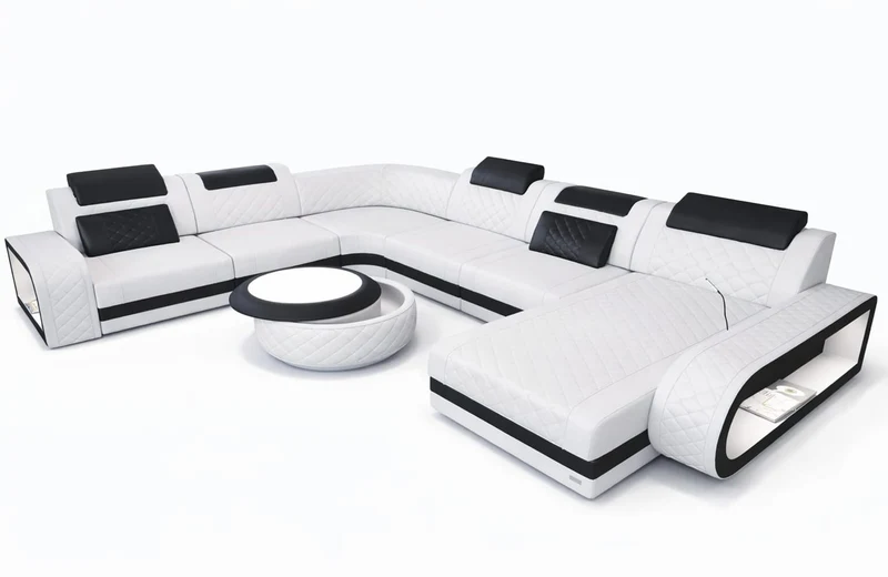 XXL Wohnlandschaft Berlin U-Form in Leder