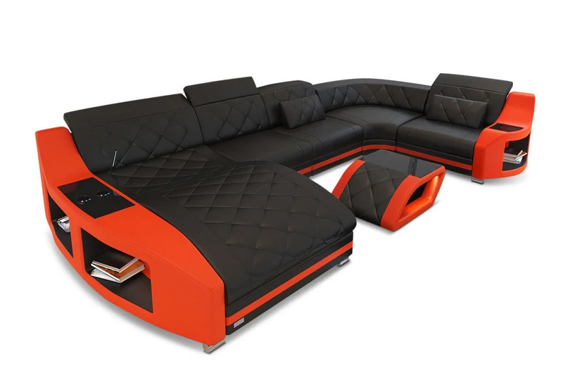 Wohnlandschaft Swing U-Form aus Leder