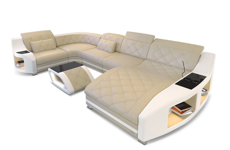 Wohnlandschaft Swing U-Form aus Leder