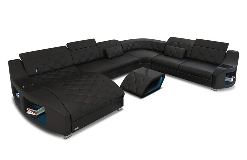 XXL Wohnlandschaft Swing U-Form aus Leder