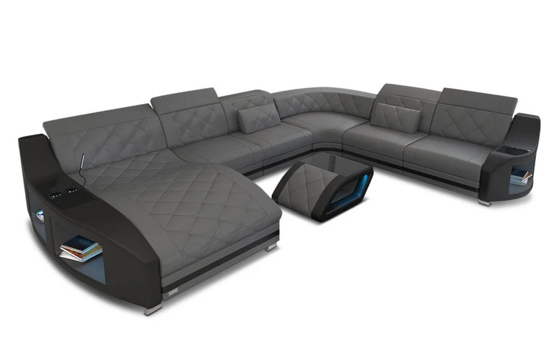 XXL Wohnlandschaft Swing U-Form aus Leder