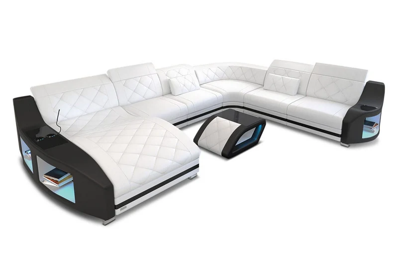XXL Wohnlandschaft Swing U-Form aus Leder