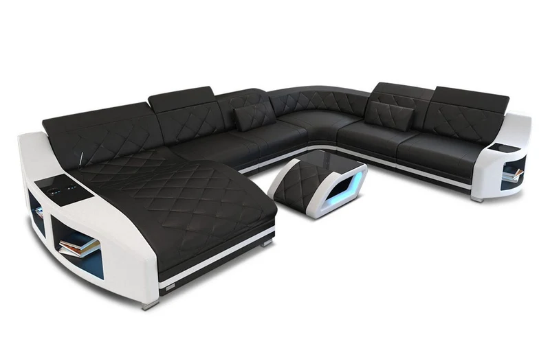 XXL Wohnlandschaft Swing U-Form aus Leder