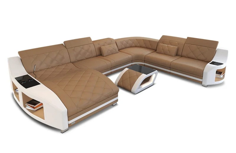 XXL Wohnlandschaft Swing U-Form aus Leder