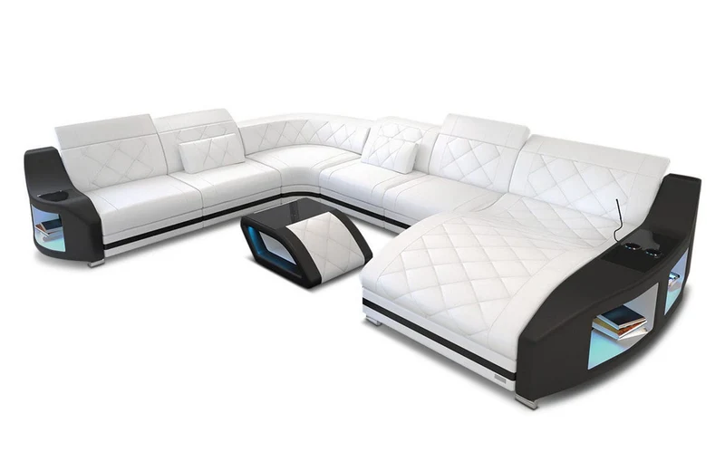 XXL Wohnlandschaft Swing U-Form aus Leder