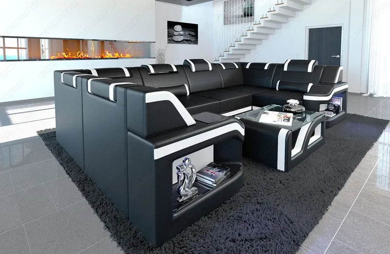 Designsofa Padua U-Form aus Leder