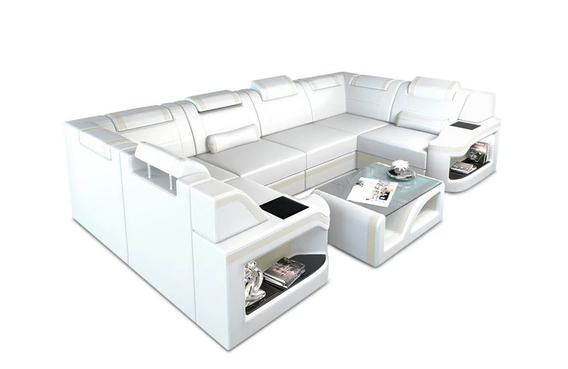 Designsofa Padua U-Form aus Leder