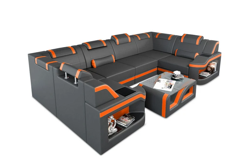 Designsofa Padua U-Form aus Leder