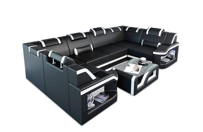 Designsofa Padua U-Form aus Leder