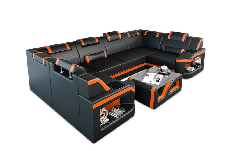 Designsofa Padua U-Form aus Leder