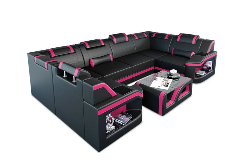 Designsofa Padua U-Form aus Leder