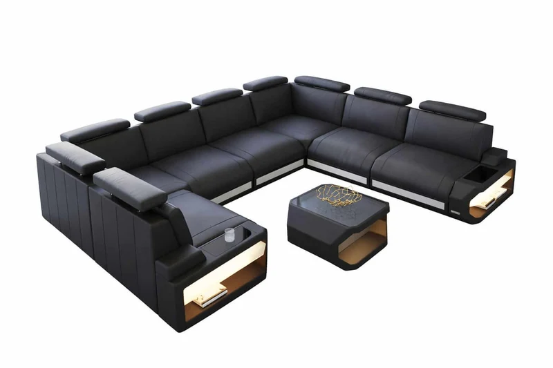 Designsofa Siena U-Form aus Leder