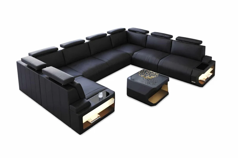 Designsofa Siena U-Form aus Leder