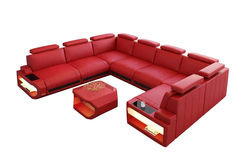 Designsofa Siena U-Form aus Leder
