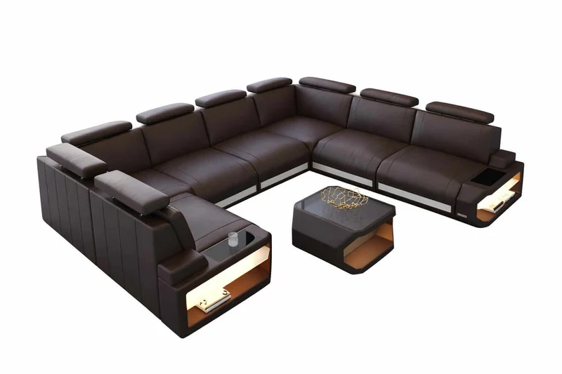 Designsofa Siena U-Form aus Leder