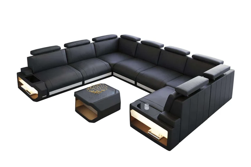Designsofa Siena U-Form aus Leder