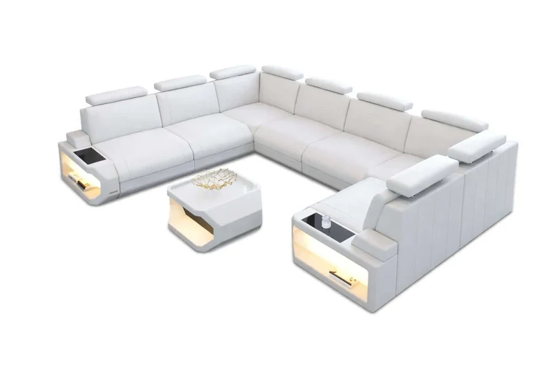 Designsofa Siena U-Form aus Leder