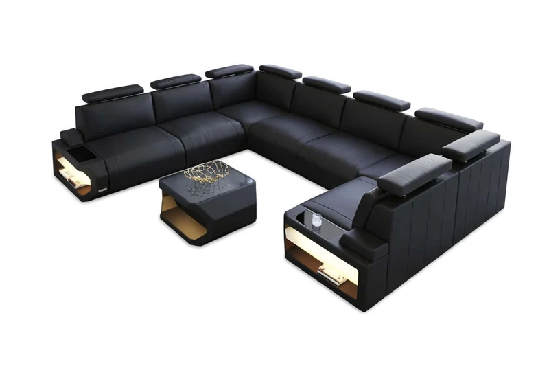 Designsofa Siena U-Form aus Leder