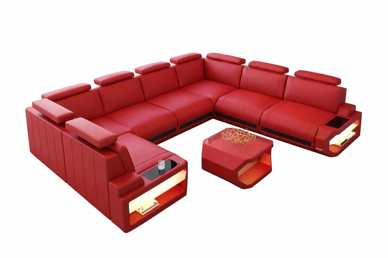 Designsofa Siena U-Form aus Leder