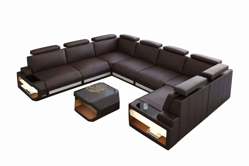 Designsofa Siena U-Form aus Leder