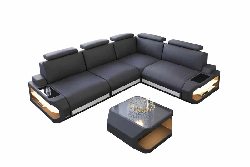 Couch Siena L-Form in Leder