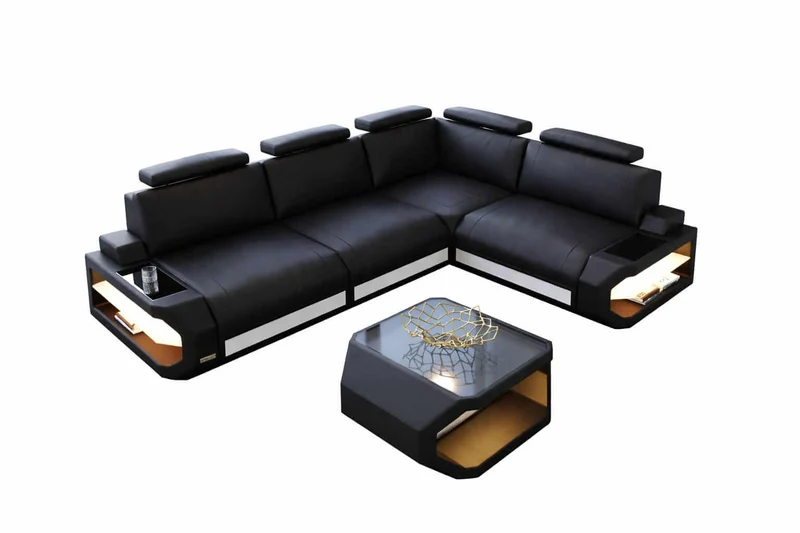 Couch Siena L-Form in Leder