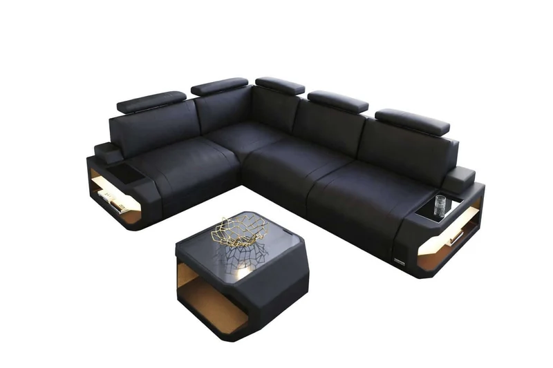 Couch Siena L-Form in Leder