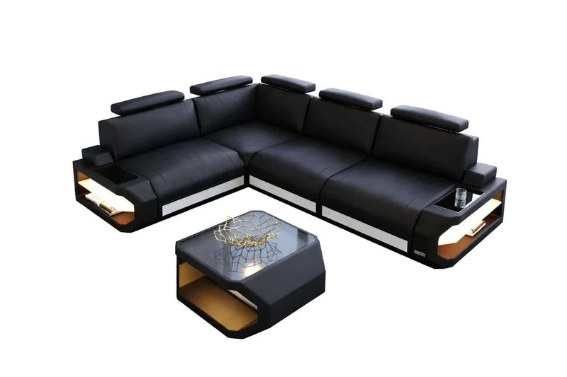 Couch Siena L-Form in Leder