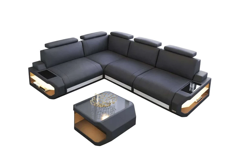 Couch Siena L-Form in Leder