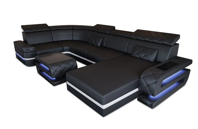 Sofa Bologna Luxurios U-Form in Leder