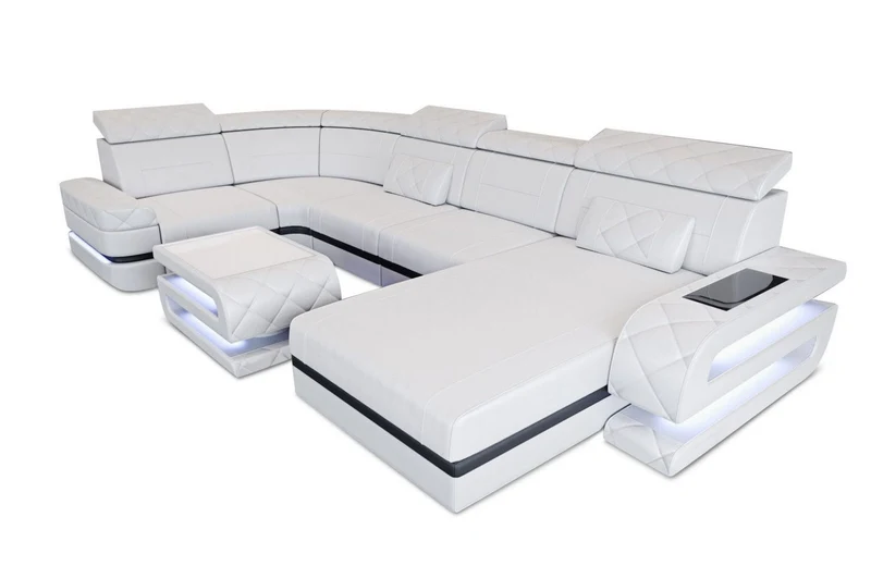 Sofa Bologna Luxurios U-Form in Leder
