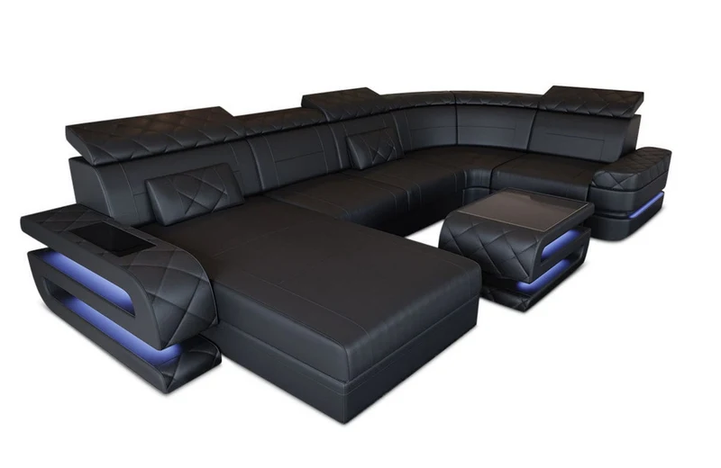 Sofa Bologna Luxurios U-Form in Leder