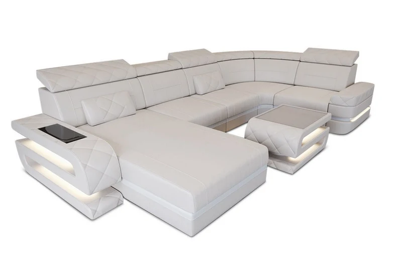 Sofa Bologna Luxurios U-Form in Leder