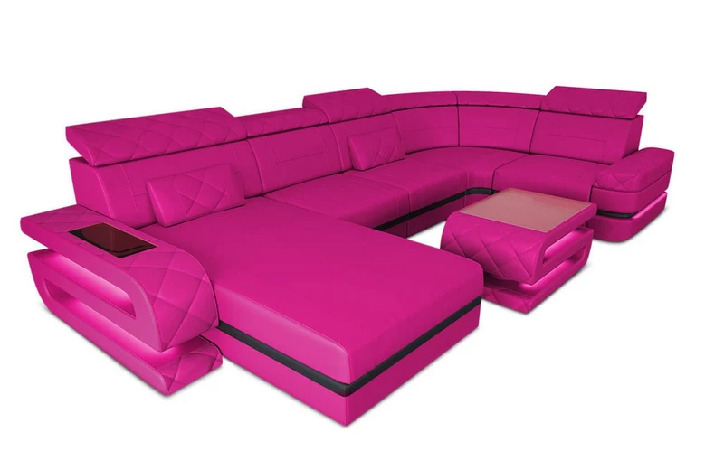 Sofa Bologna Luxurios U-Form in Leder