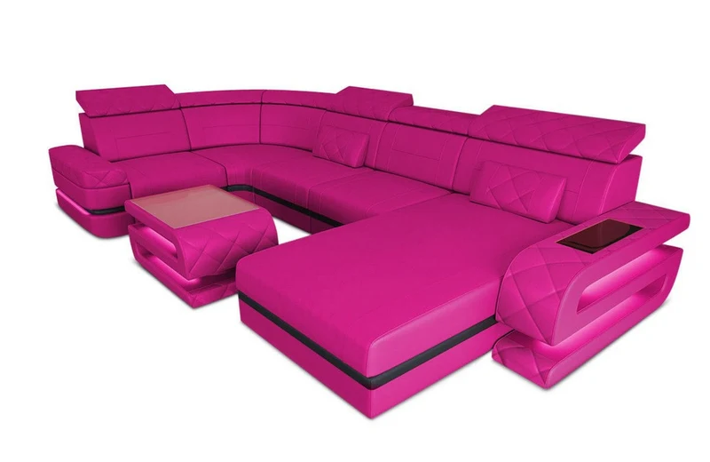 Sofa Bologna Luxurios U-Form in Leder