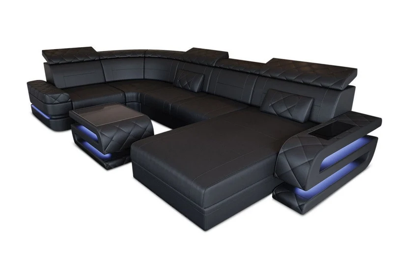 Sofa Bologna Luxurios U-Form in Leder