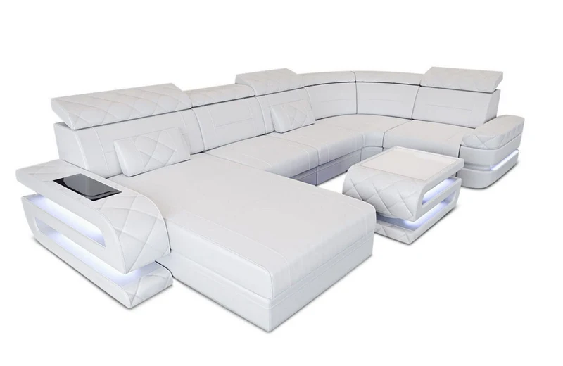 Sofa Bologna Luxurios U-Form in Leder