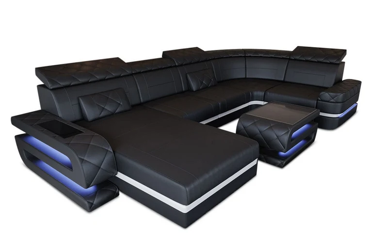 Sofa Bologna Luxurios U-Form in Leder