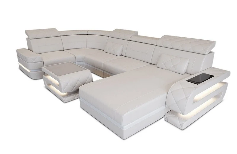Sofa Bologna Luxurios U-Form in Leder