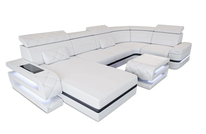 Sofa Bologna Luxurios U-Form in Leder