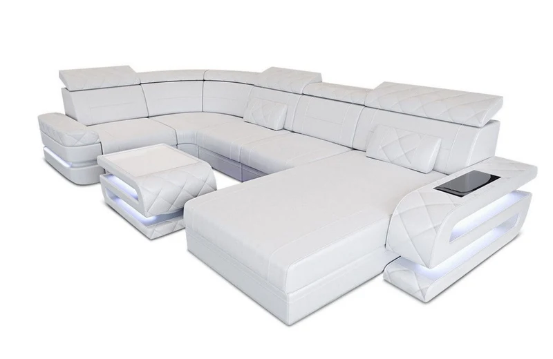 Sofa Bologna Luxurios U-Form in Leder
