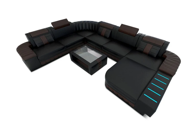 XXL Wohnlandschaft Bellagio U-Form aus Leder